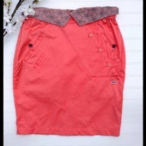 Skunkfunk silky coral/geometric cargo skirt